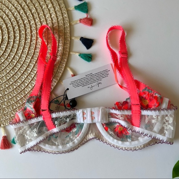 For Love And Lemons Neon Poppy Bra Multi Color XS NEW - Picture 4 of 5